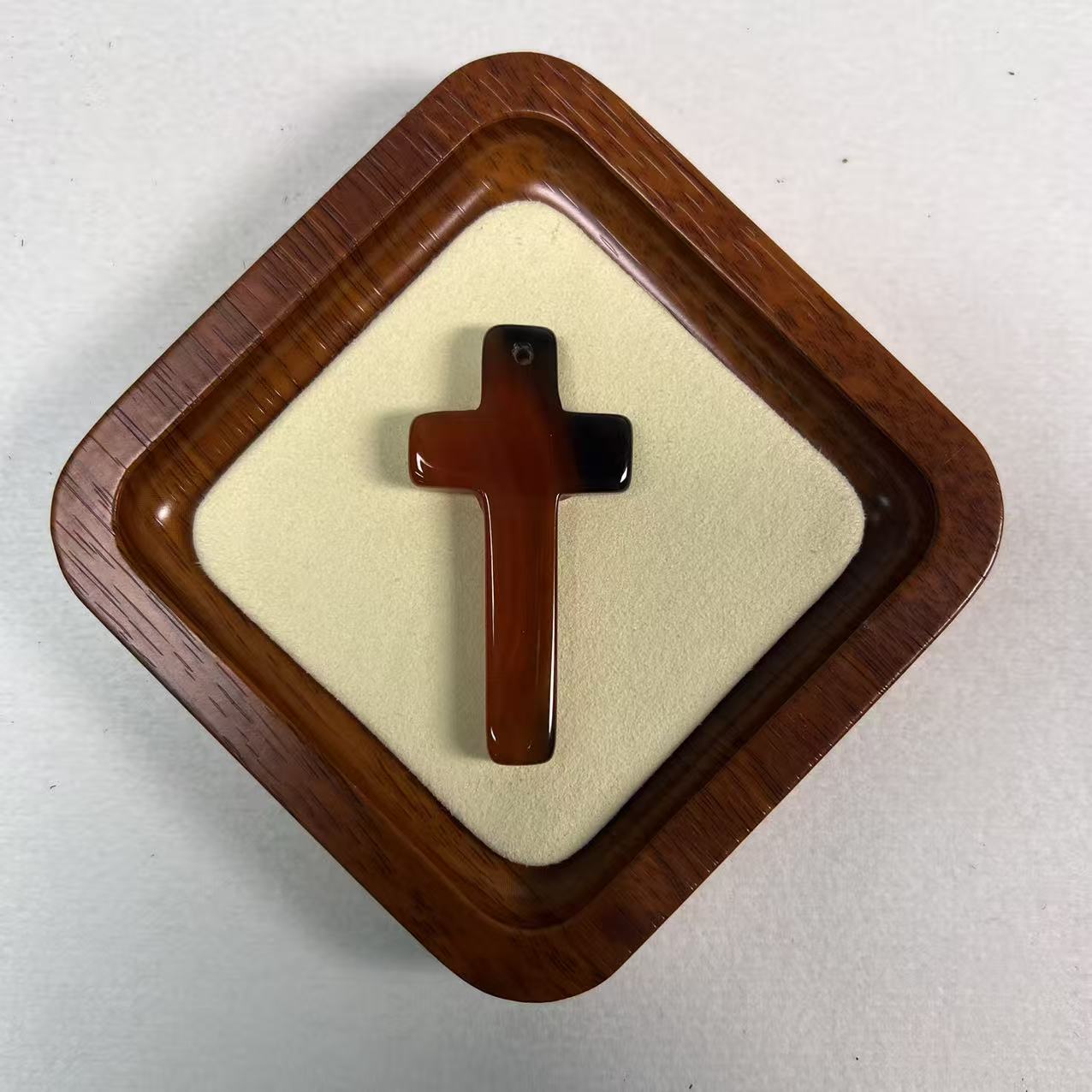 Natural Agate Cross Pendant, Hand-Carved Christian Jewelry, Minimalist Spiritual Necklace Charm, Multiple Color Variants Available