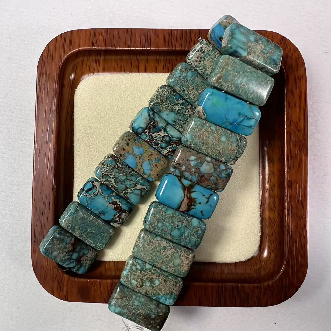 Natural Turquoise Tone Stone Beads, Boho Rectangle Loose Beads, Jewelry Making Strand