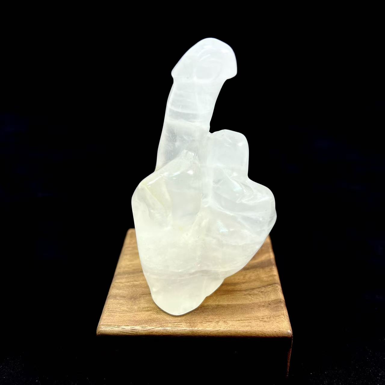 Natural Clear Quartz Middle Finger Carving, Funny Edgy Crystal Decor, Hand-Carved Sassy Desk Ornament, Energy Cleansing Stone