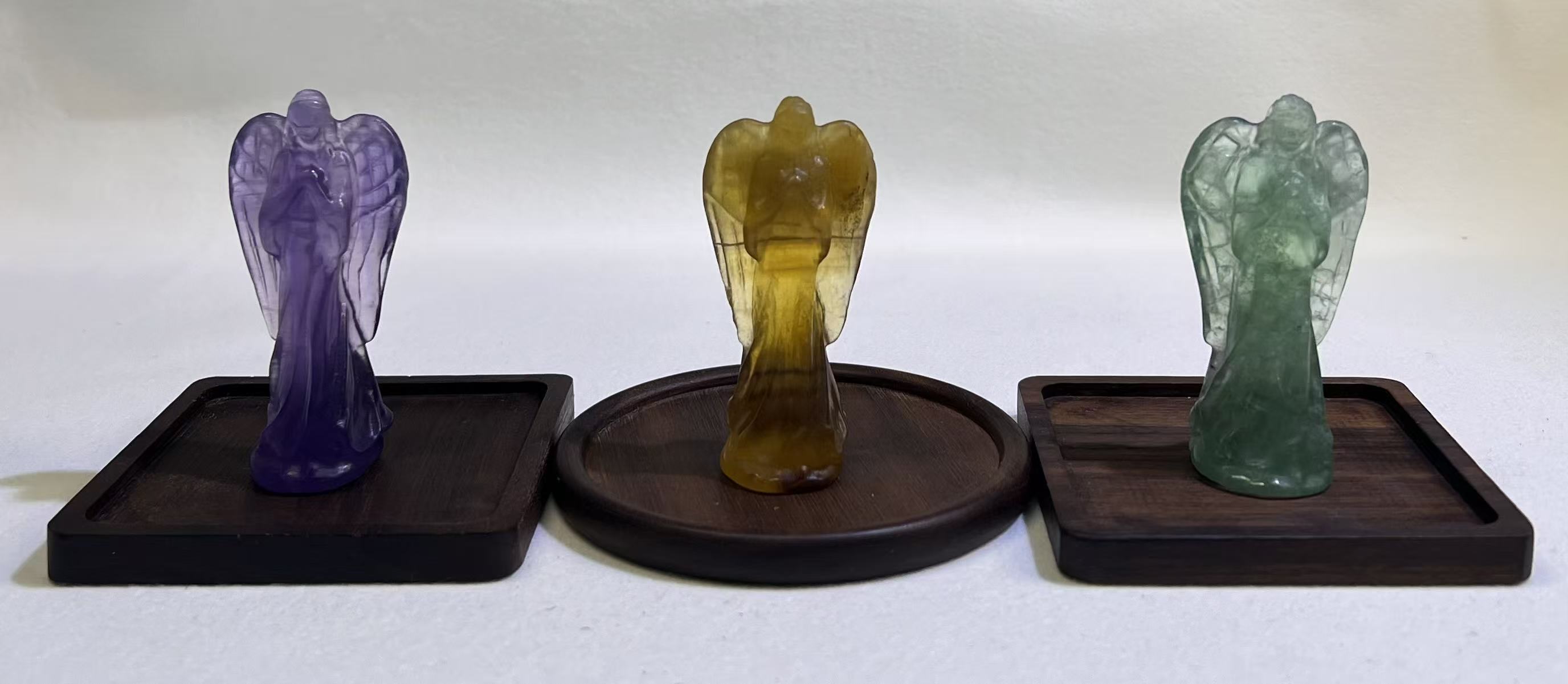 Natural Crystal Guardian Angel Carving Set, Spiritual Healing Stone Decor, Hand-Carved Protection Talisman, Multiple Variants Available