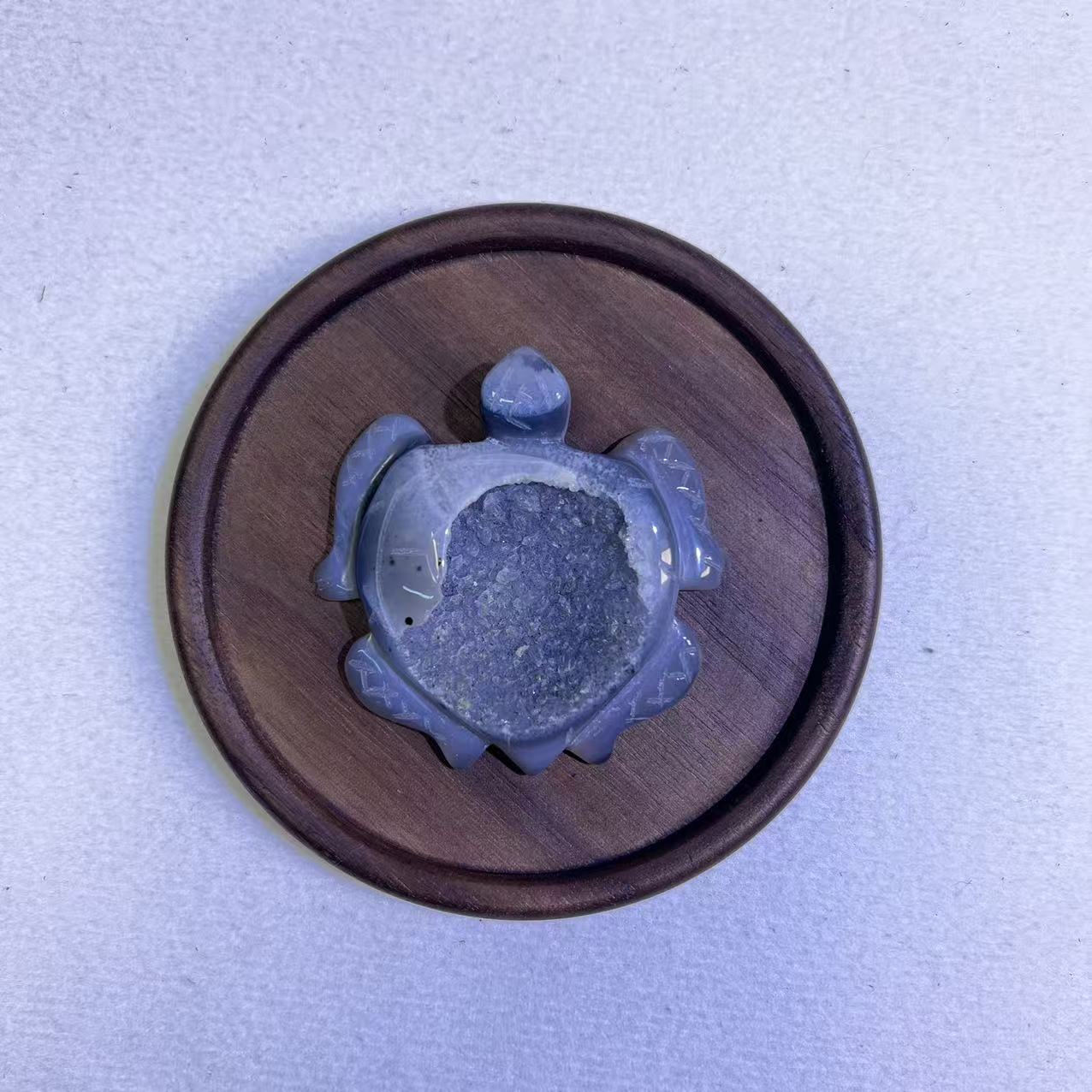 One-of-a-Kind Natural Agate Druzy Turtle Carving, Sparkly Crystal Geode Decor, Mystical Longevity & Protection Talisman, Hand-Carved Tortoise Healing Stone