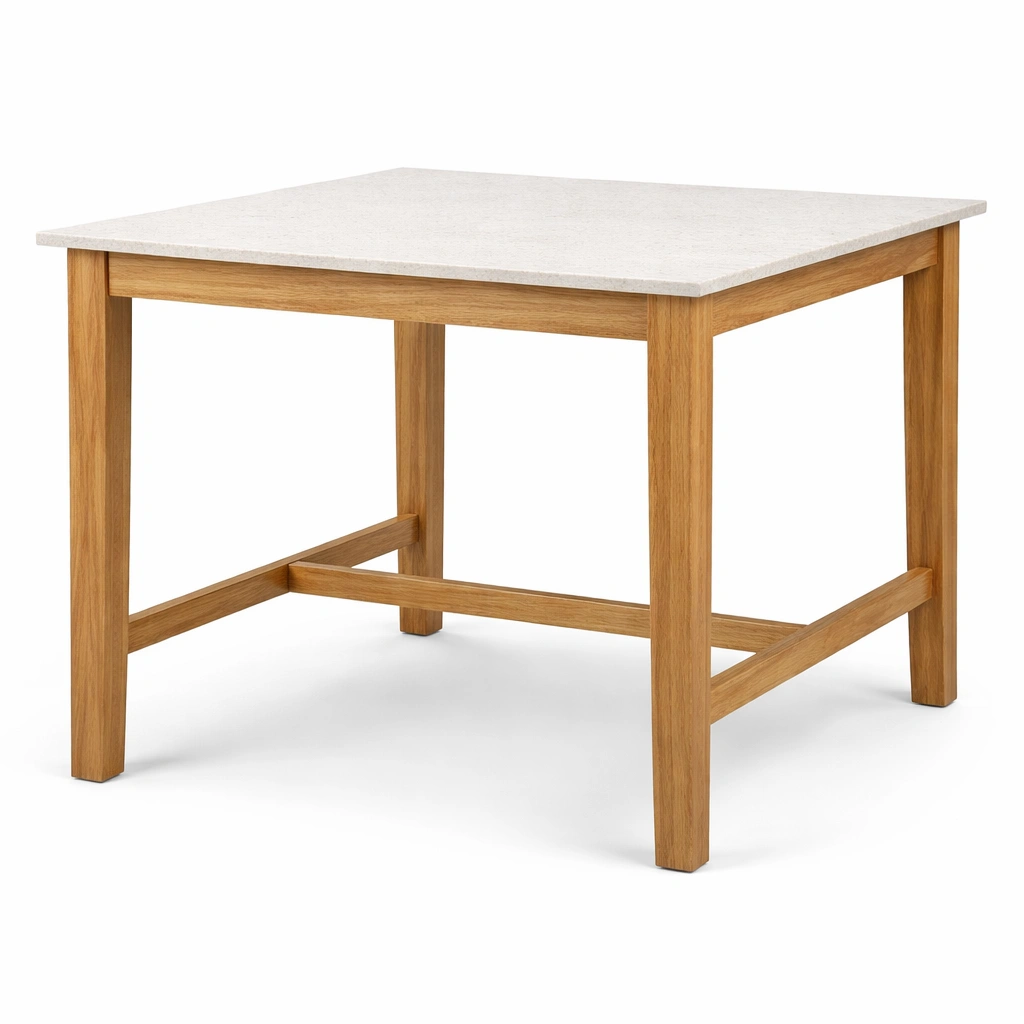 Mesa cuadrada de mármol y madera de roble 80x80x75 cm-Deconira