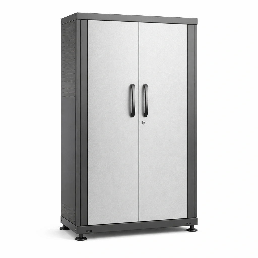 Armario de garaje metálico de almacenamiento con puertas y cerradura-Deconira