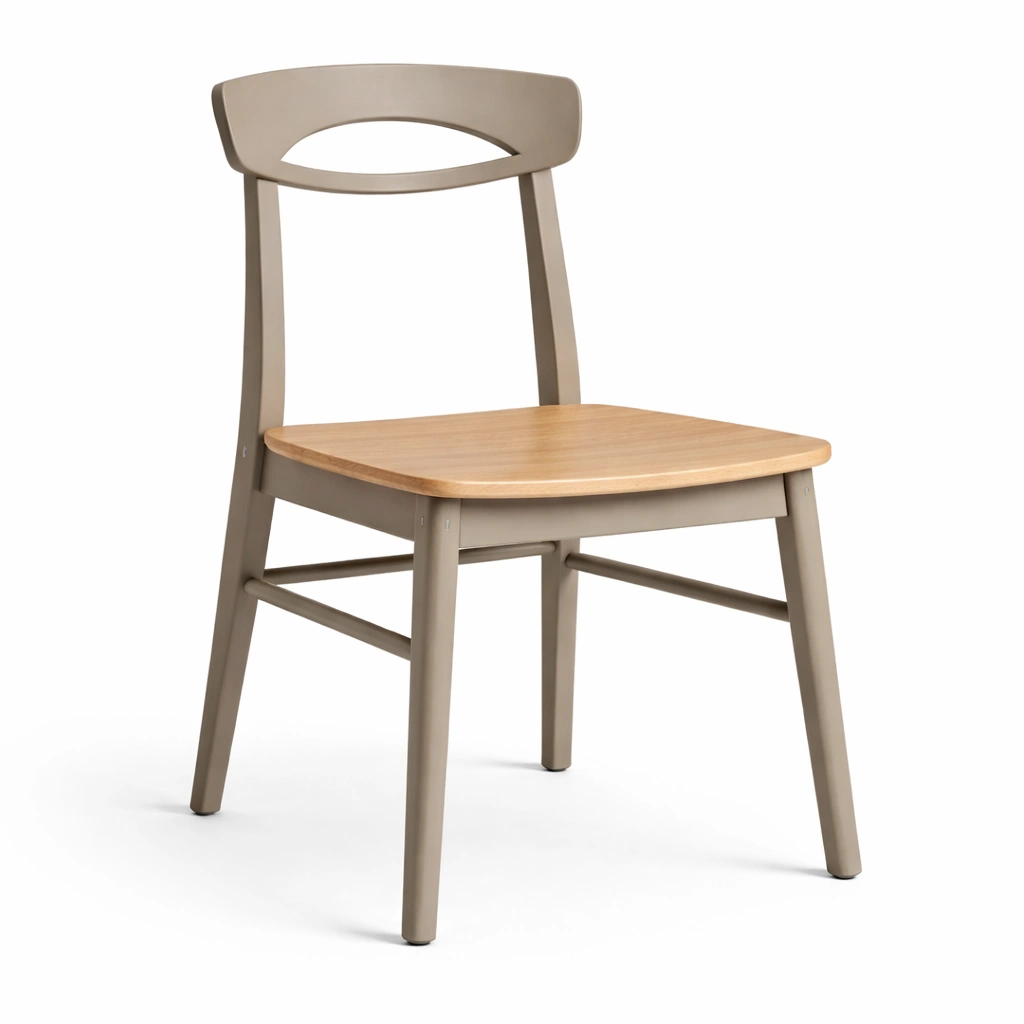 Sedia da pranzo in legno e metallo legno chiaro e beige-LIVVETA