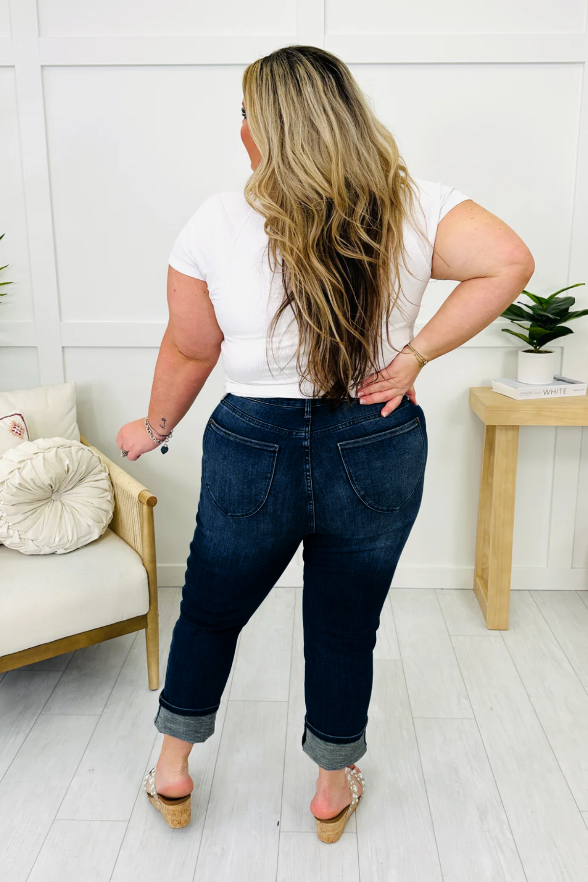 Tummy Control Cuffed Capri Jeans (Buy 2 Free Shipping)