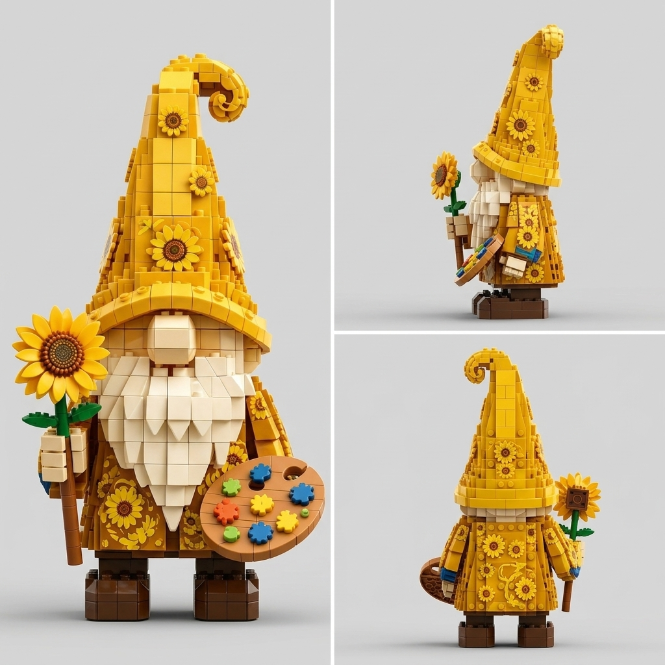 Van Gogh Gnome Sunflower Building Set | Aesthetic Desktop Art Decor