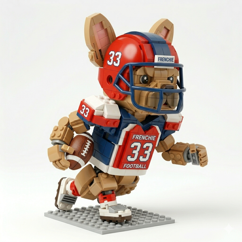 Frenchie Running Back Building Block Toy