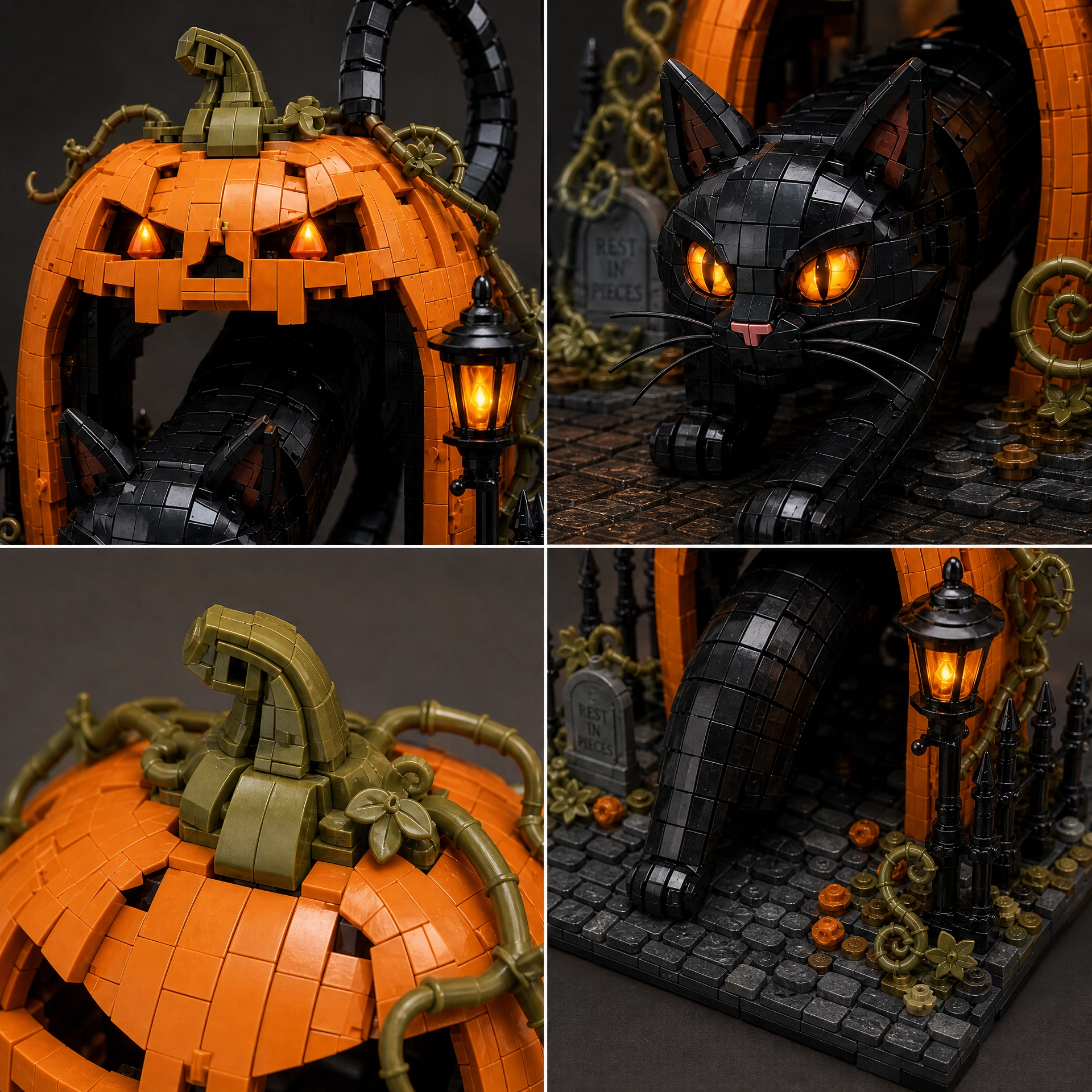 Pumpkin Archway Black Cat Art Bricks