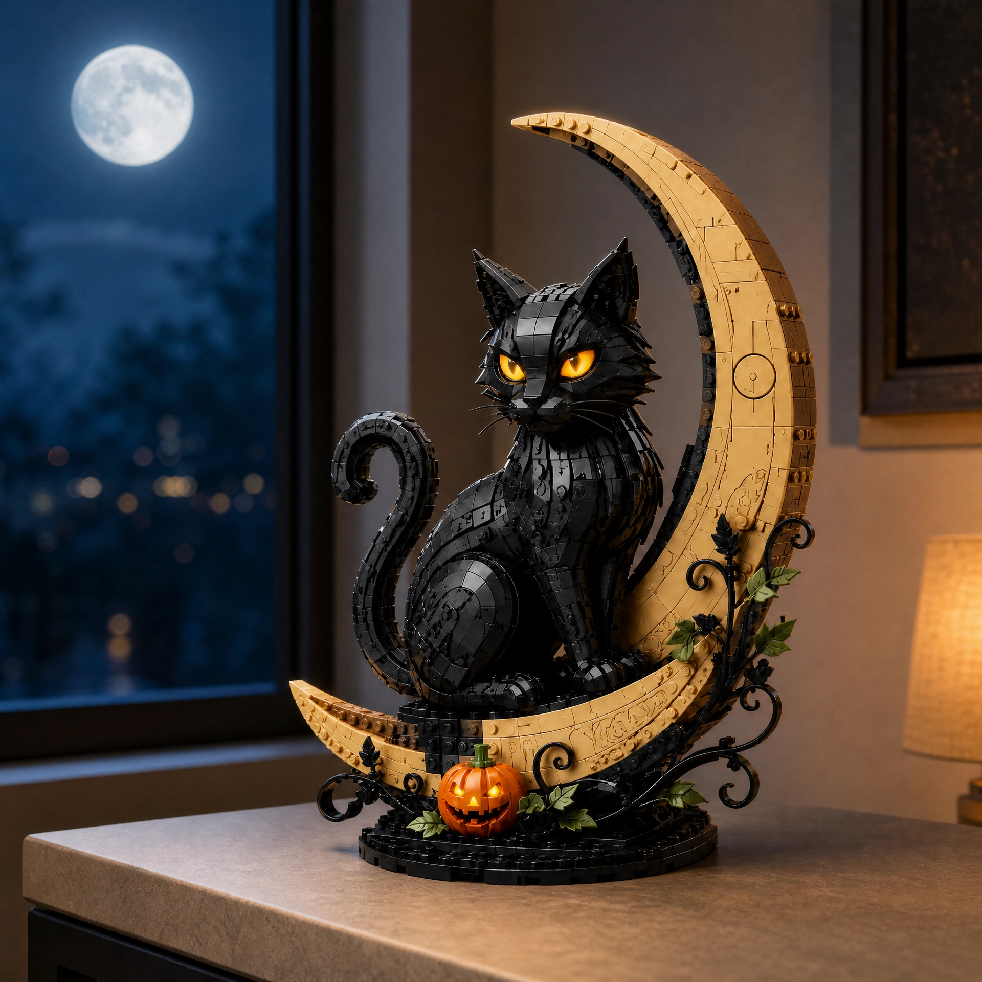 Moonlit Crescent: The Midnight Cat Guardian