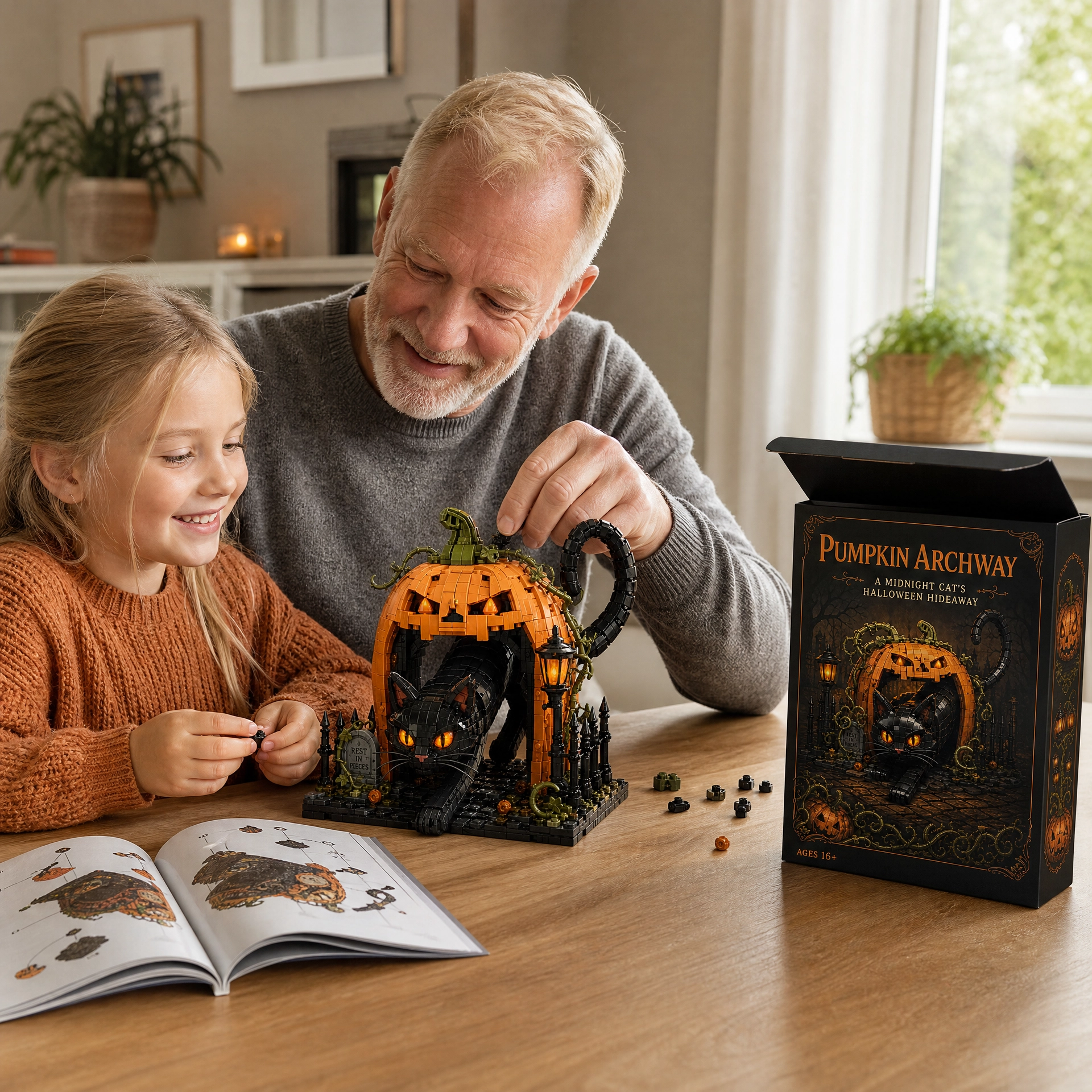 Pumpkin Archway Black Cat Art Bricks