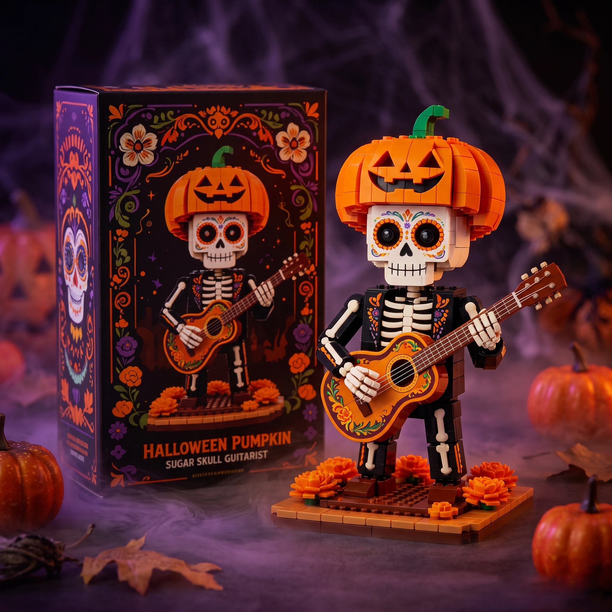 🎃 HALLOWEEN PUMPKIN: Sugar Skull Guitarist