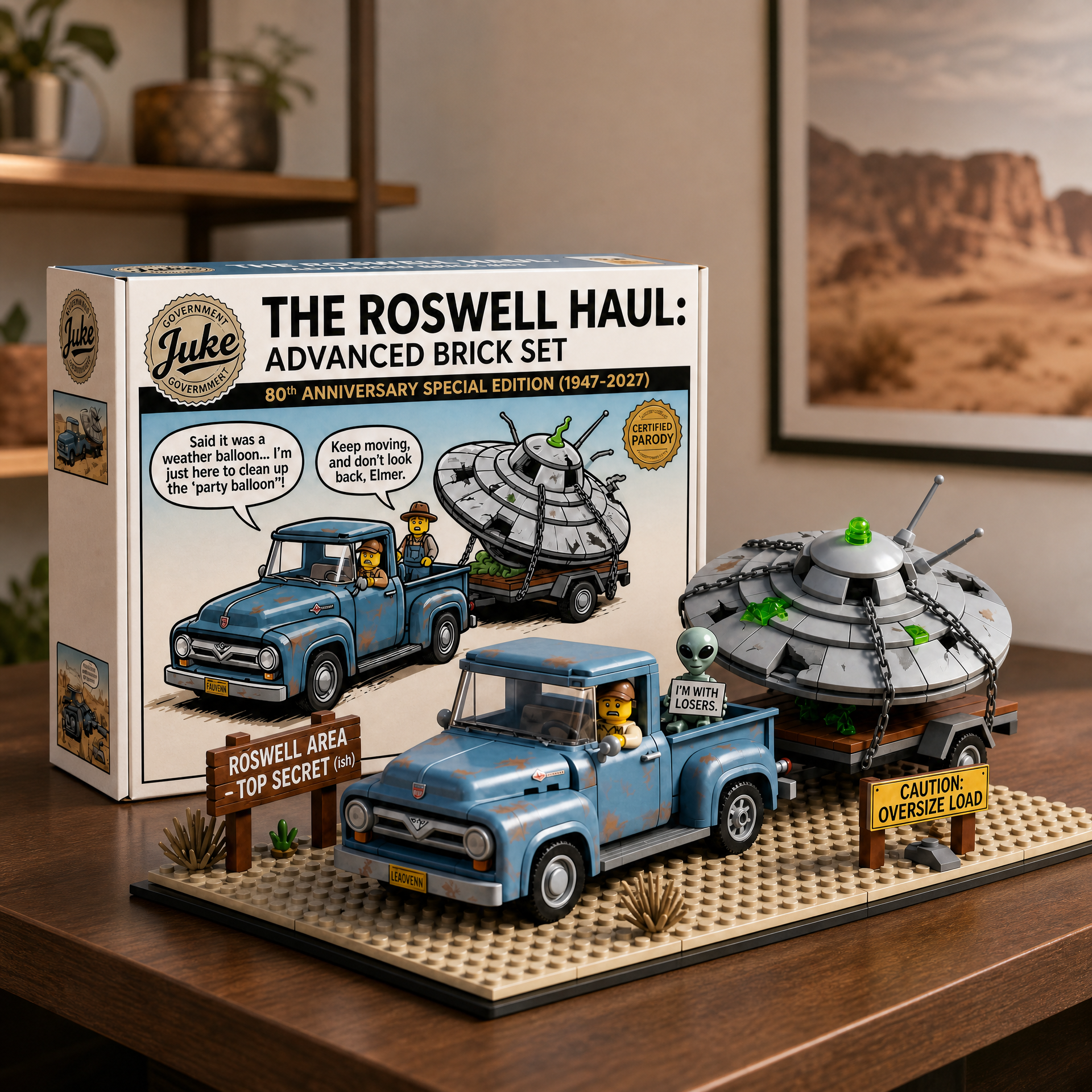 The Roswell Haul Vintage Pickup Truck Building Set