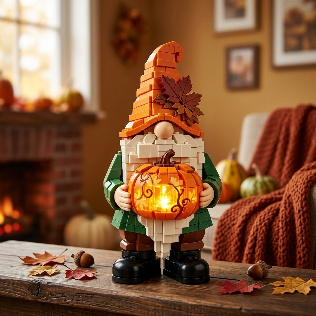 🎃Autumn Gnome & Pumpkin Lantern Building Set — It’s a Cozy Autumn Night Light