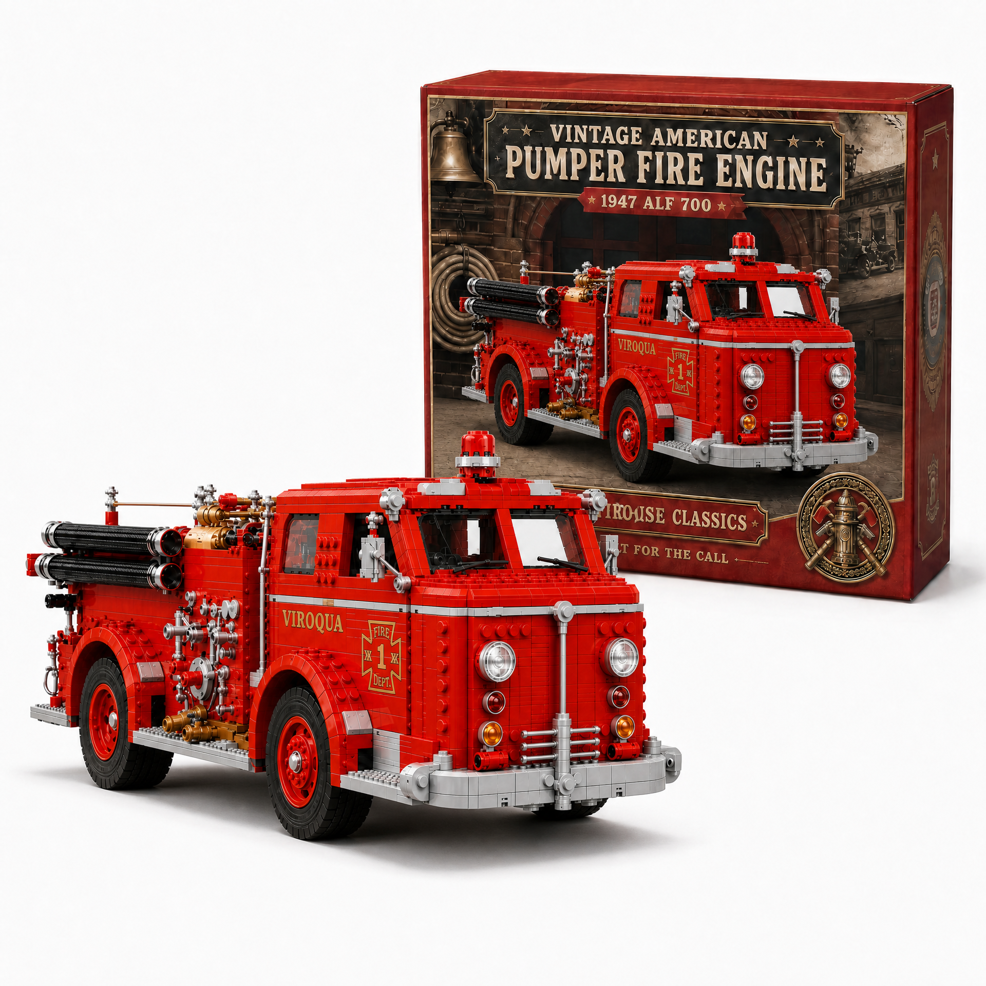 Vintage American Pumper Fire Engine Building Set