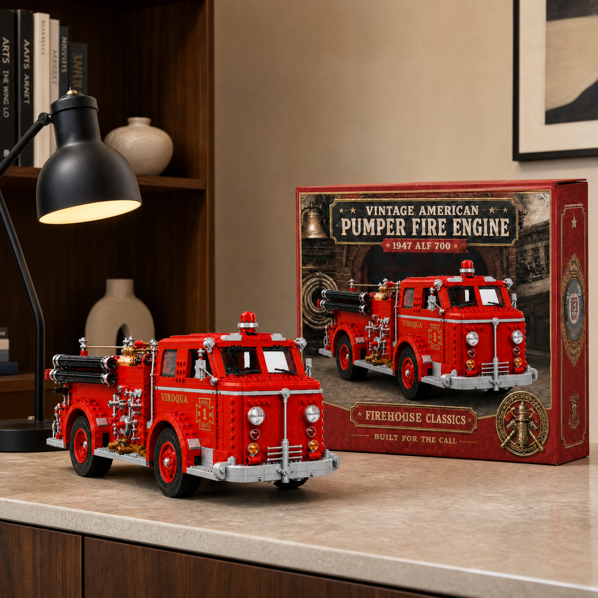 Vintage American Pumper Fire Engine Building Set