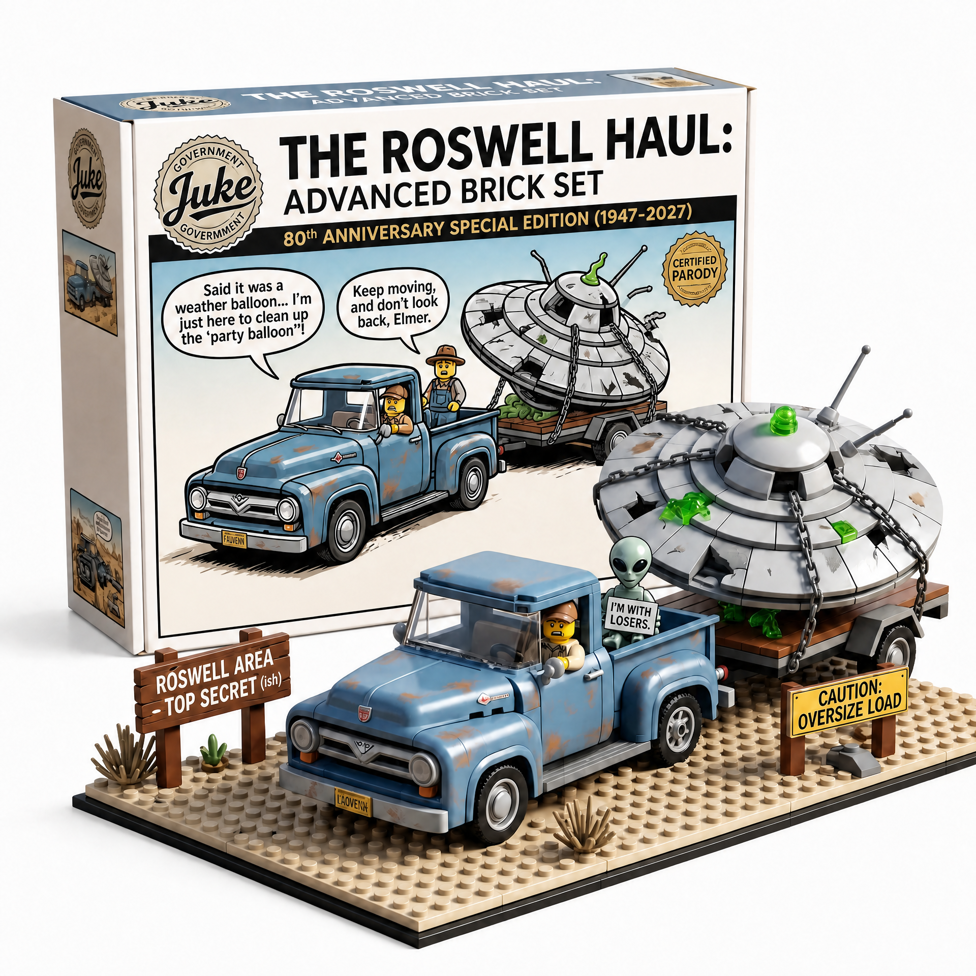 The Roswell Haul Vintage Pickup Truck Building Set