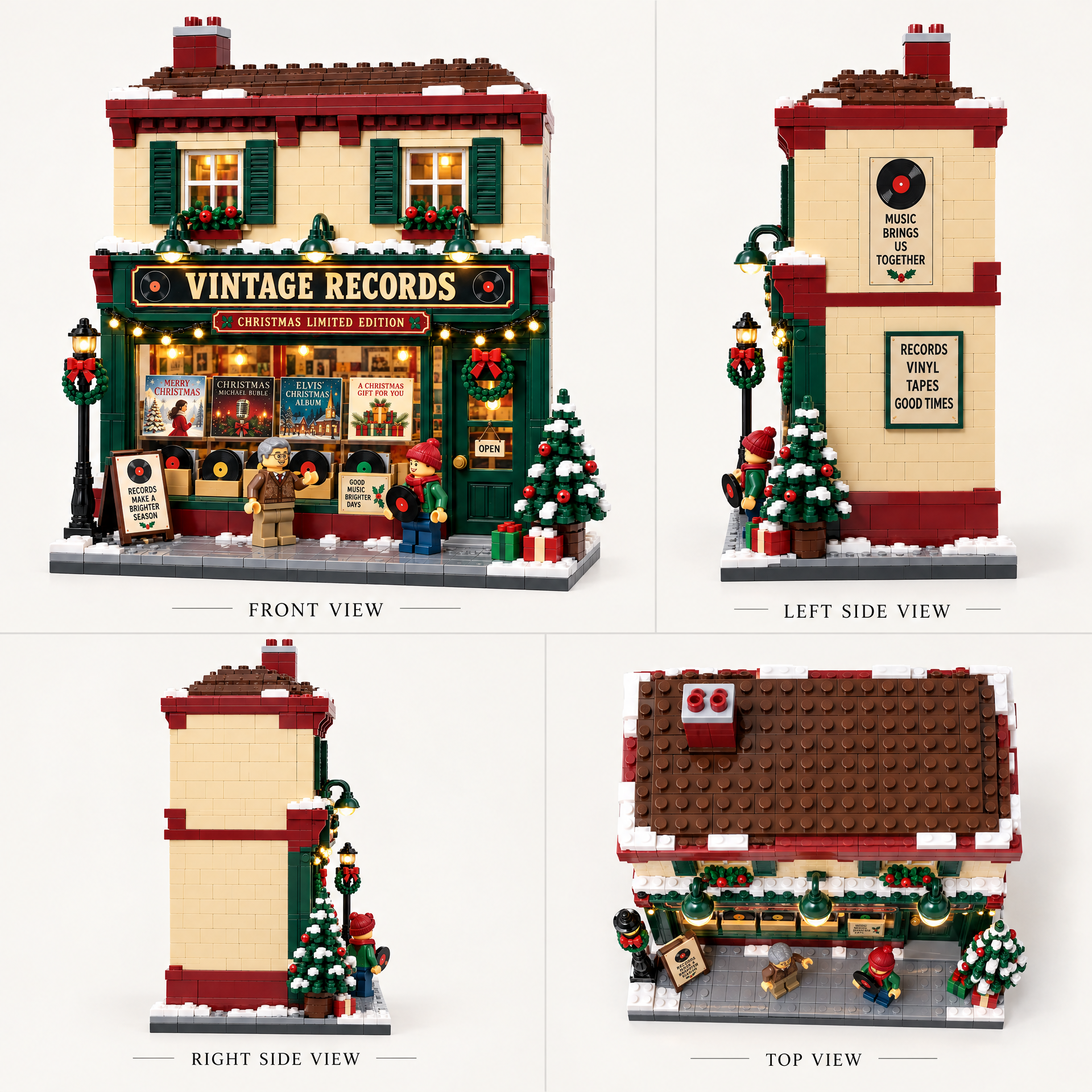  Vintage Christmas Record Shop Building Set