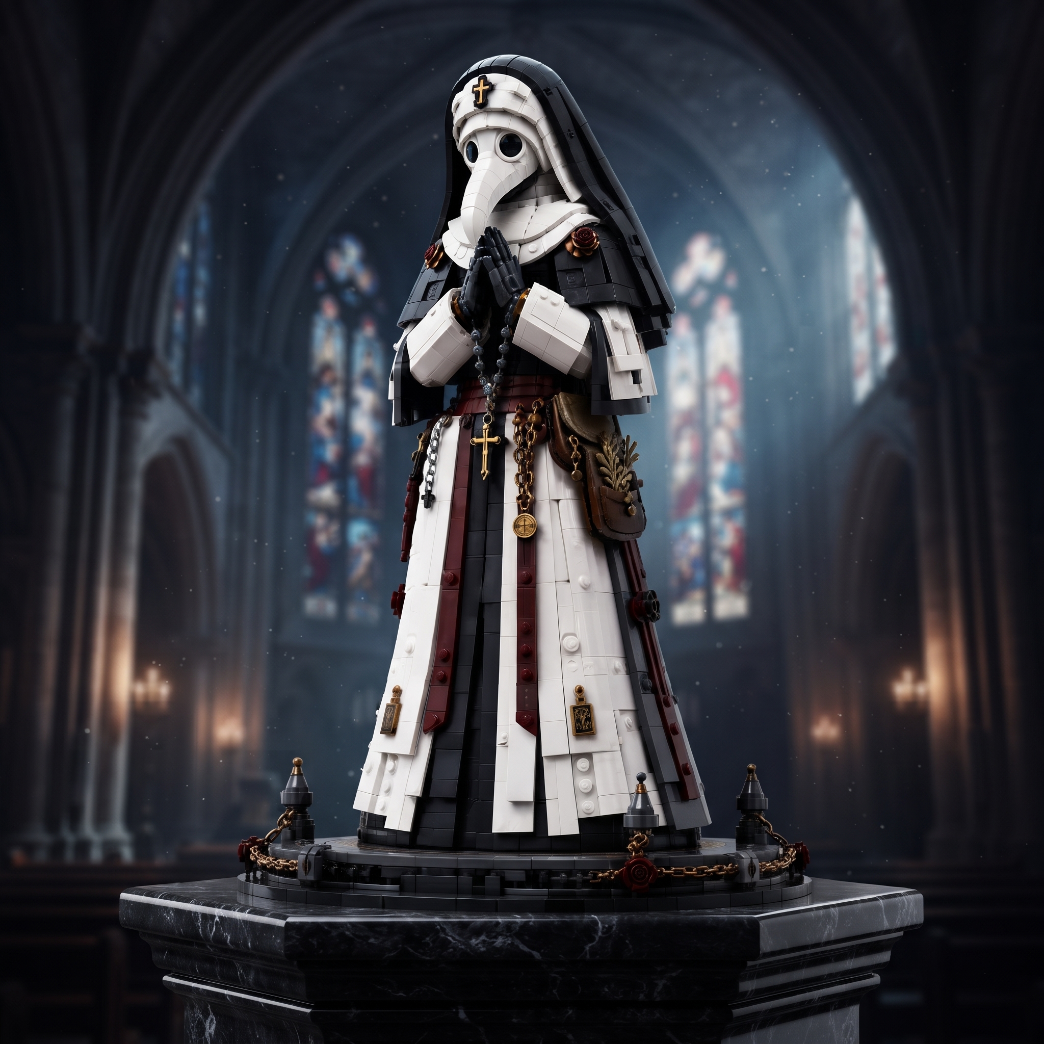 Gothic Plague Doctor Nun Collector Statue