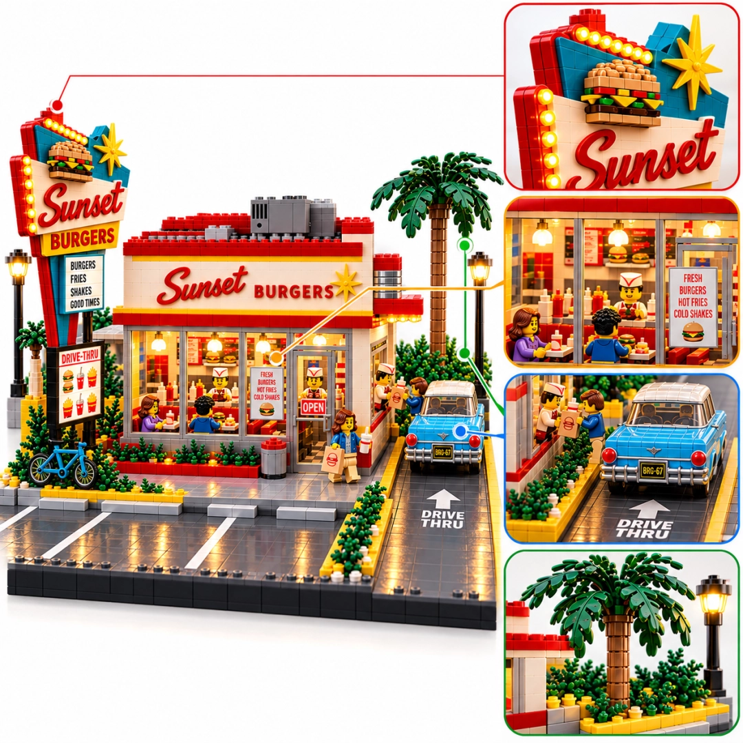 Sunset Burgers Drive-Thru Building Set