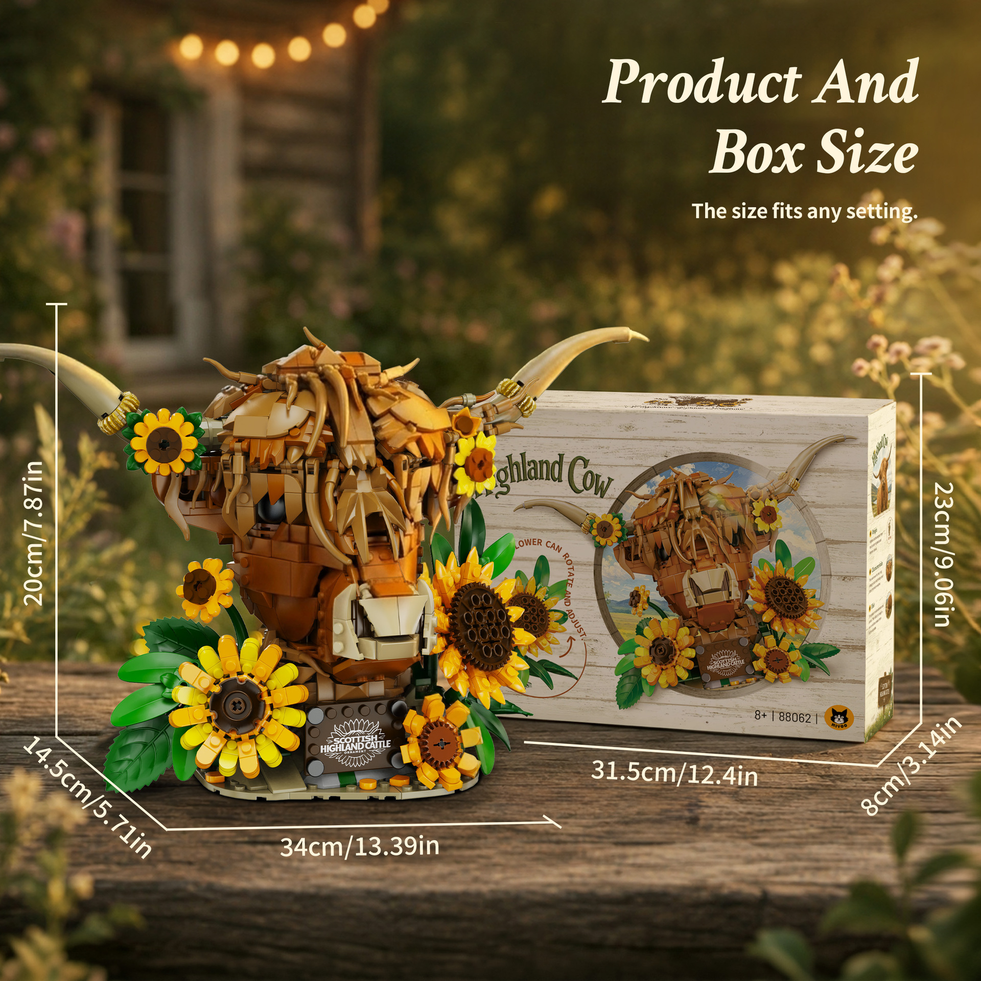 Scottish Highland Cow Sunflower Building Set