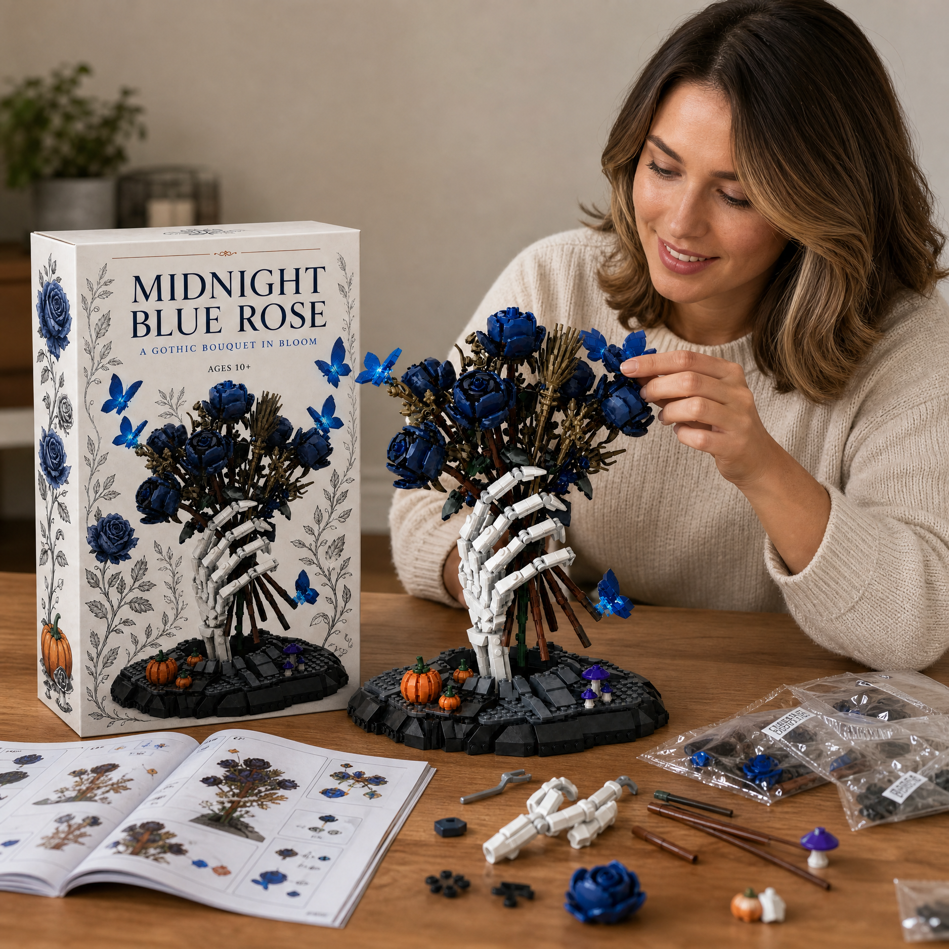 MIDNIGHT BLUE ROSE: A Gothic Bouquet in Bloom