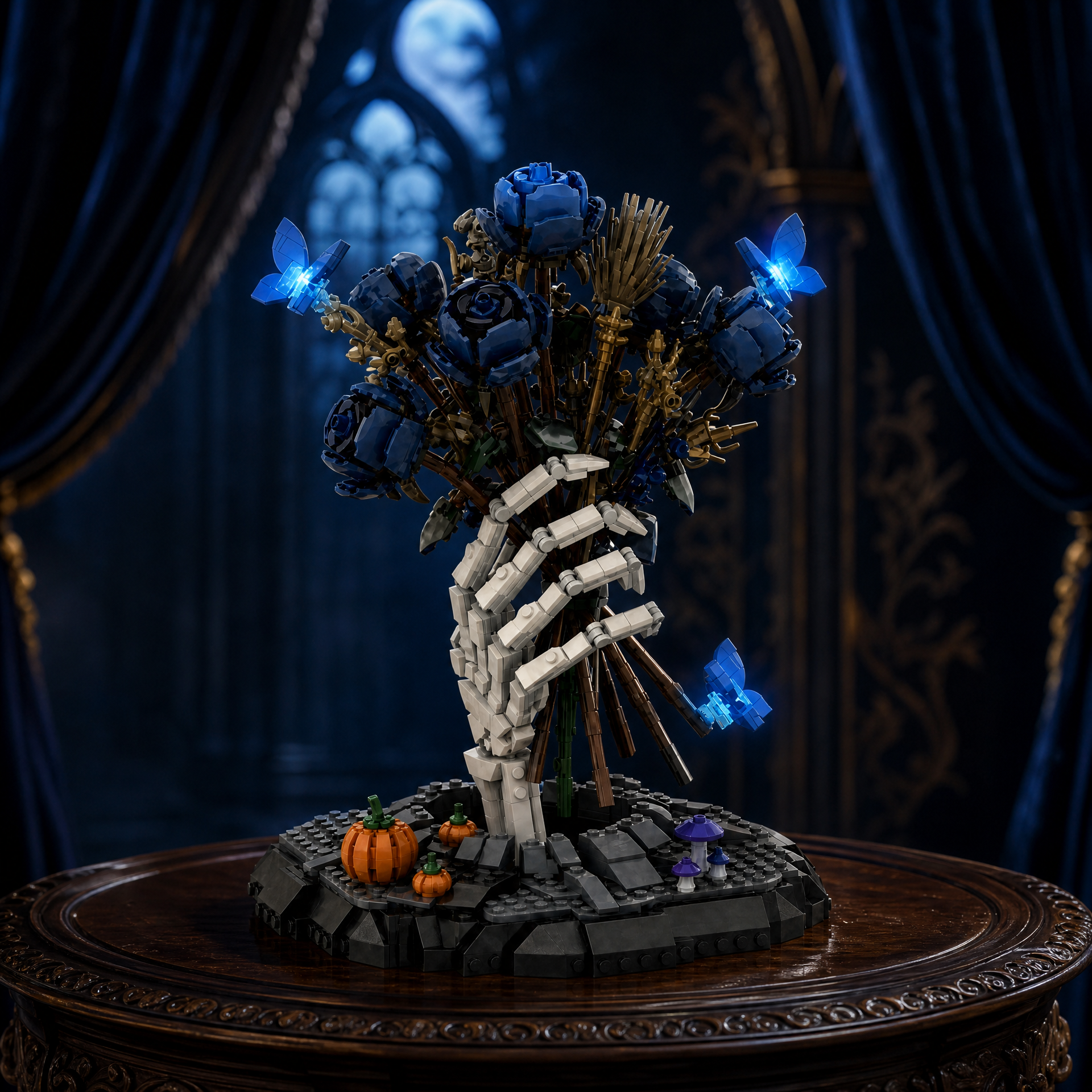 MIDNIGHT BLUE ROSE: A Gothic Bouquet in Bloom
