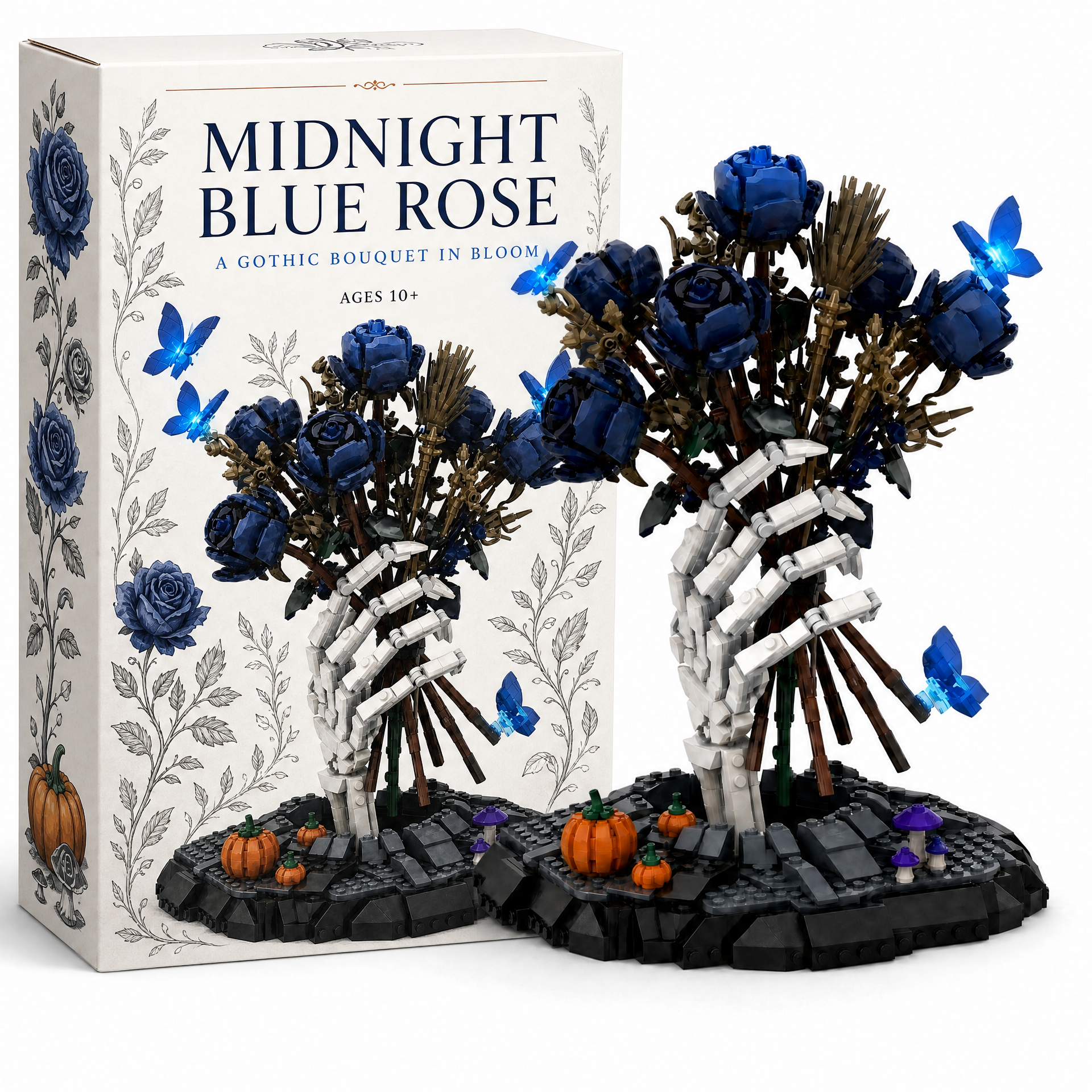 MIDNIGHT BLUE ROSE: A Gothic Bouquet in Bloom