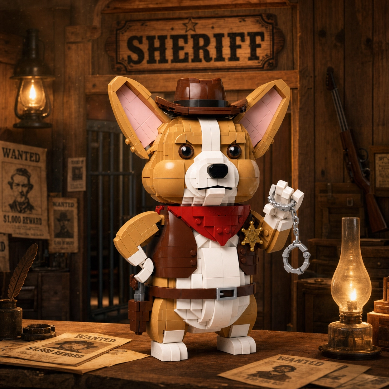 Wild West Sheriff Corgi Building Blocks