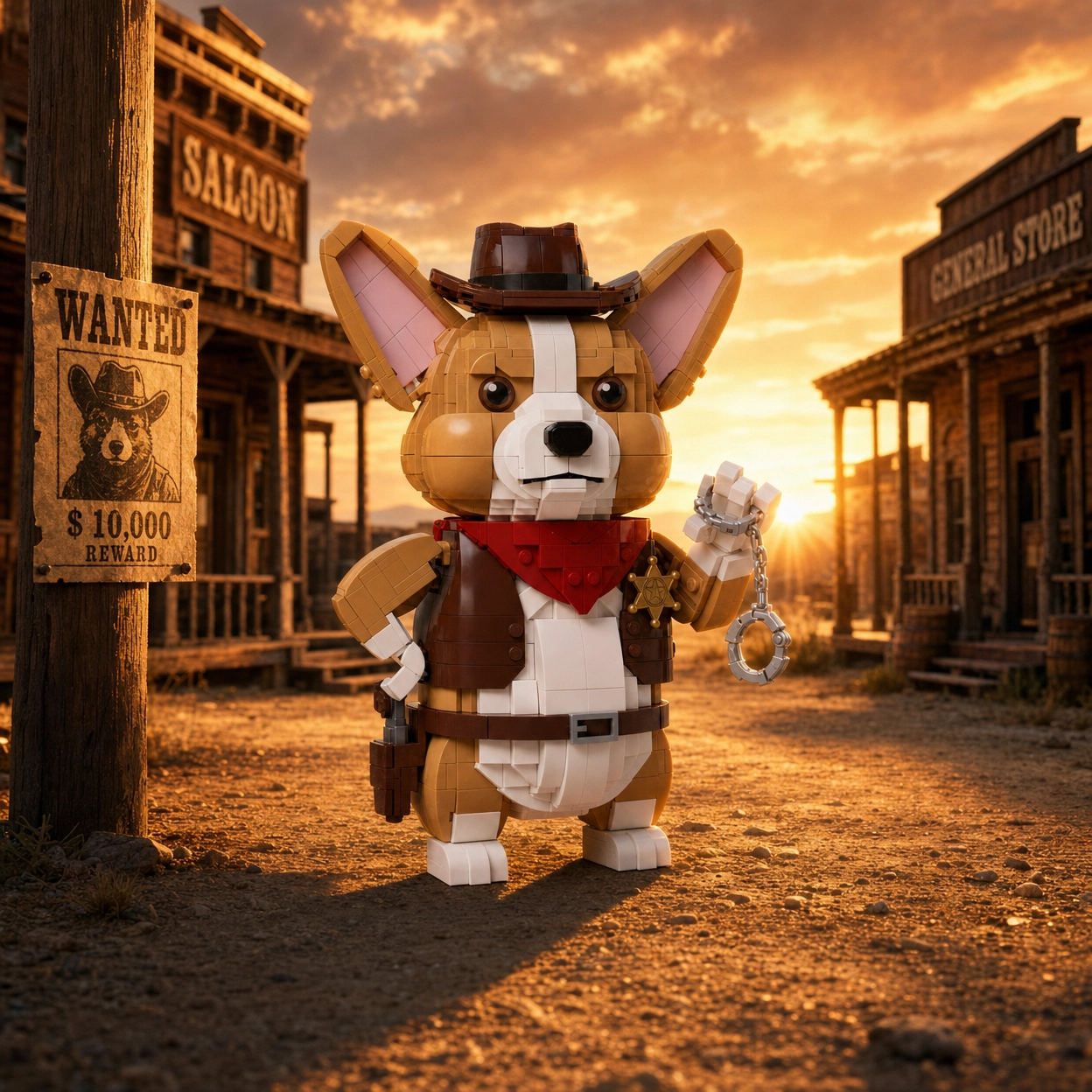 Wild West Sheriff Corgi Building Blocks