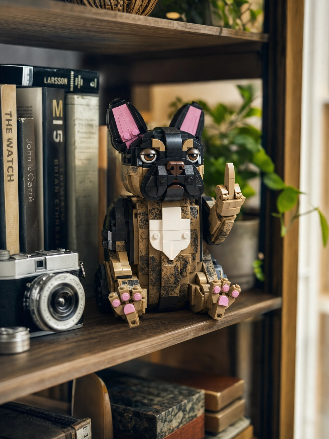 Grumpy Frenchie Brick Art Figure