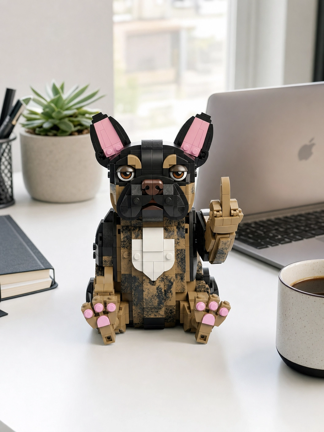 Grumpy Frenchie Brick Art Figure