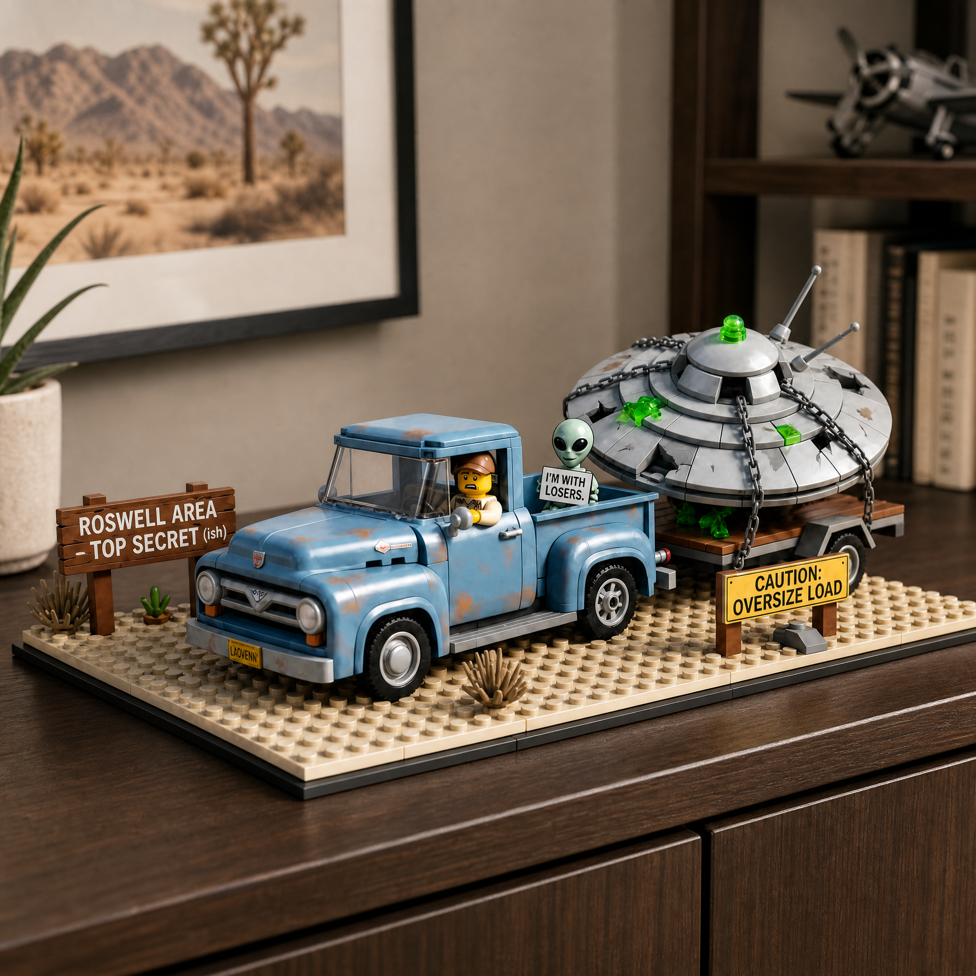 The Roswell Haul Vintage Pickup Truck Building Set
