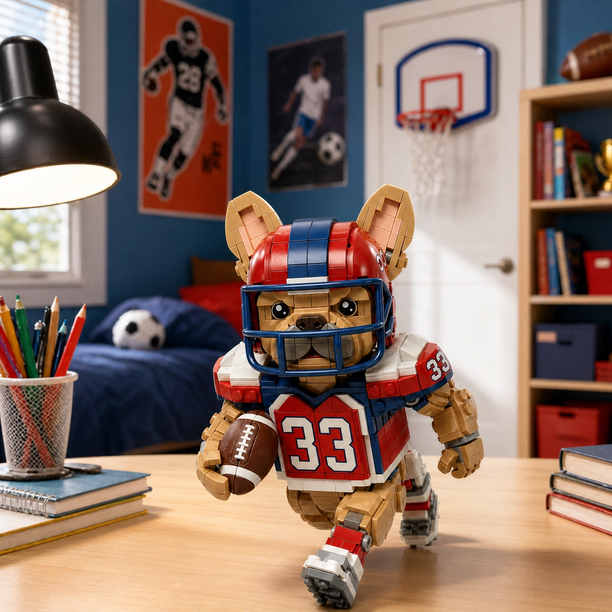Frenchie Running Back Building Block Toy