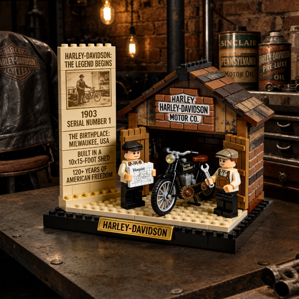  The 1903 Legend · Harley-Davidson Birthplace Diorama Building Set 