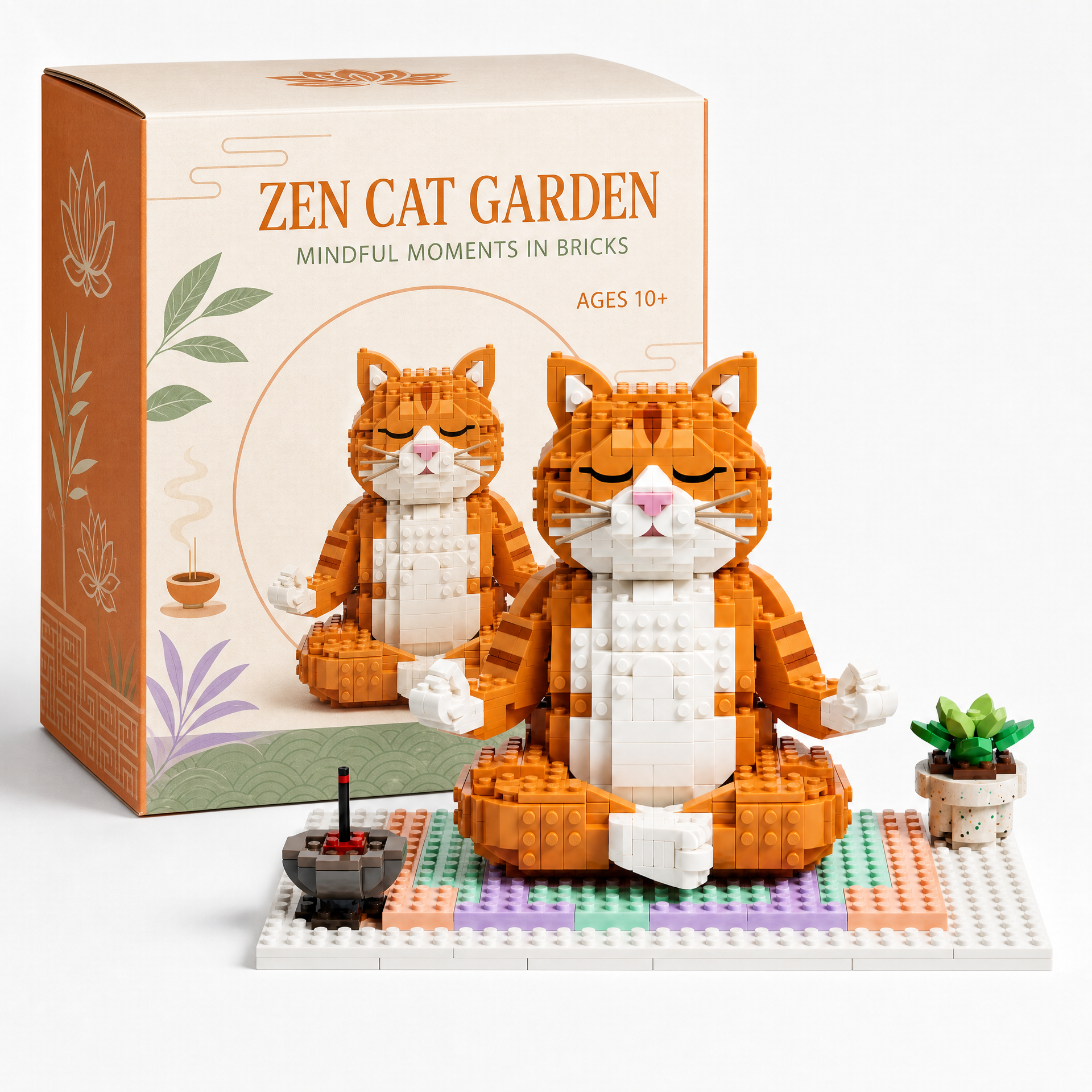 Zen Cat Garden: Mindful Moments in Bricks