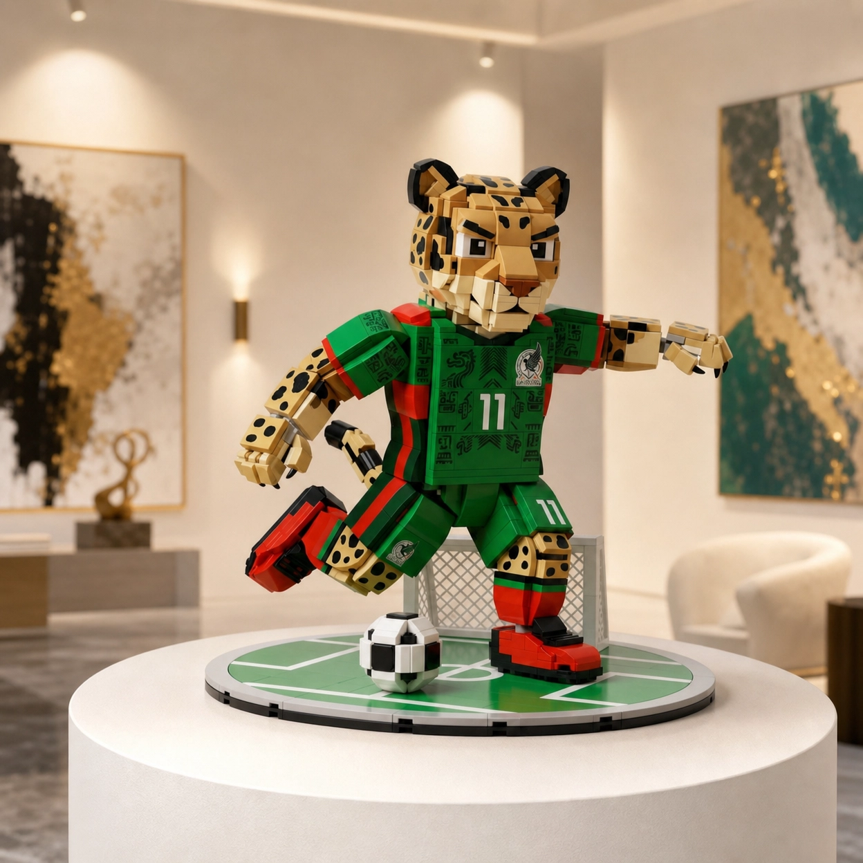 Mexico Star Jaguar Soccer Player Building Blocks