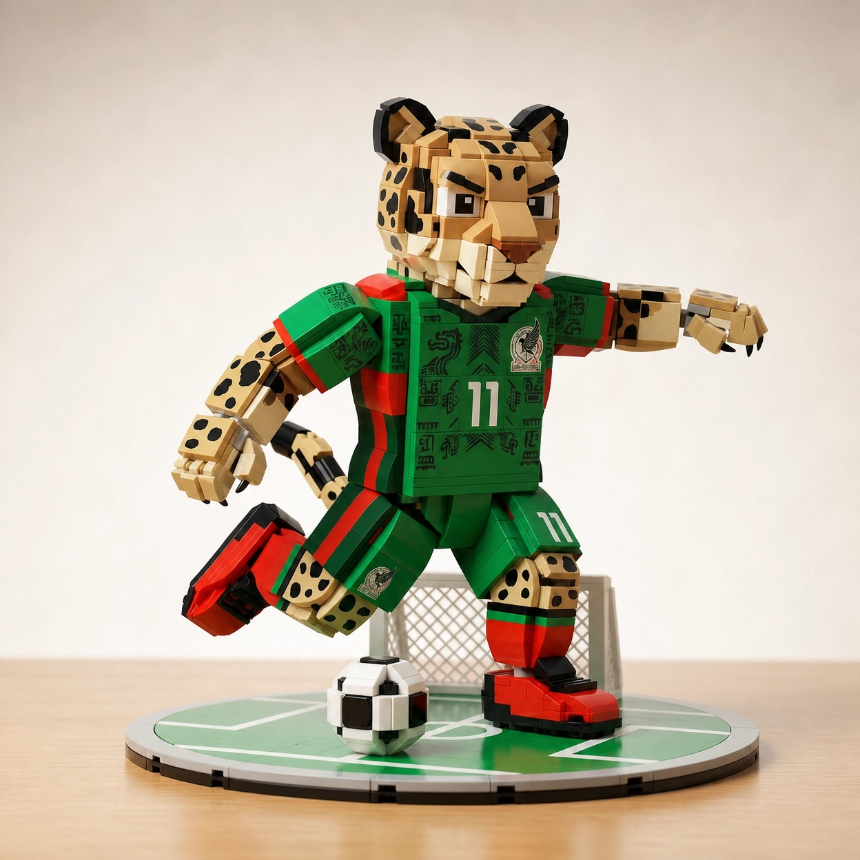 Mexico Star Jaguar Soccer Player Building Blocks