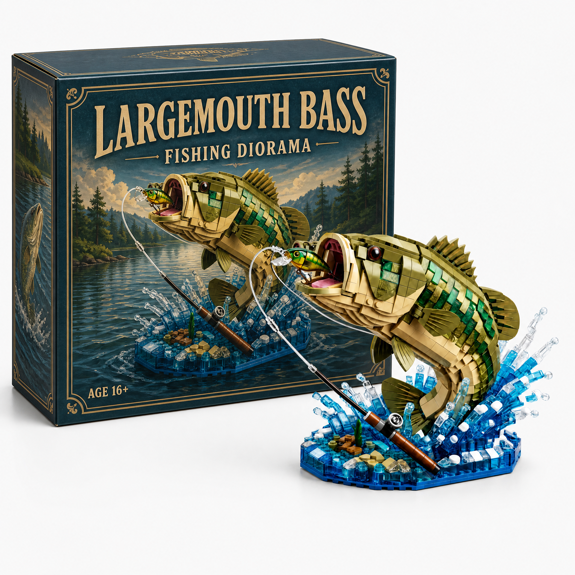 Largemouth Bass Fishing Diorama Building Set
