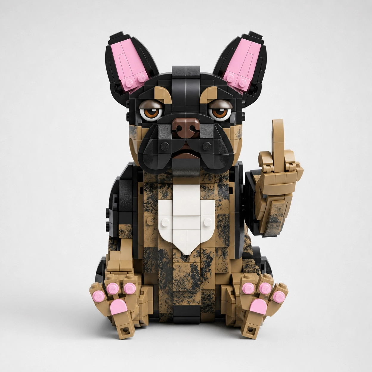 Grumpy Frenchie Brick Art Figure