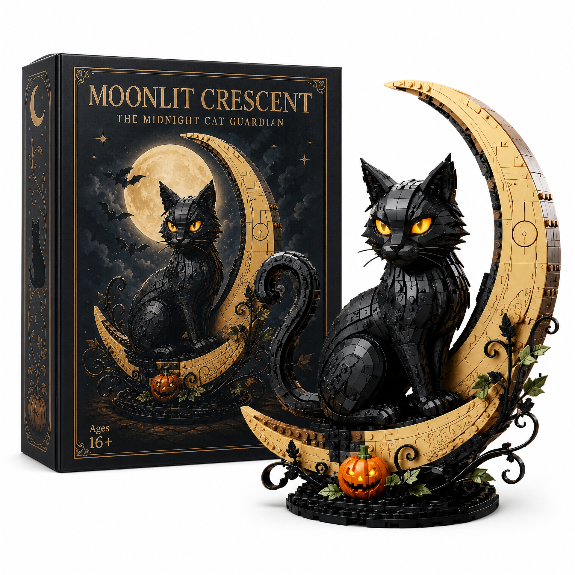 Moonlit Crescent: The Midnight Cat Guardian