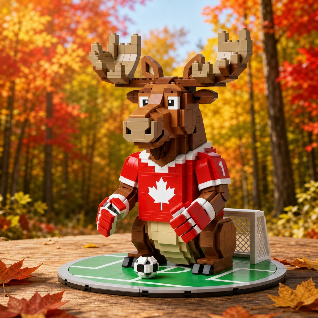 Canada Star Moose Soccer Player Building Blocks