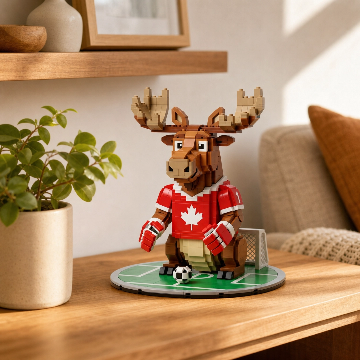 Canada Star Moose Soccer Player Building Blocks
