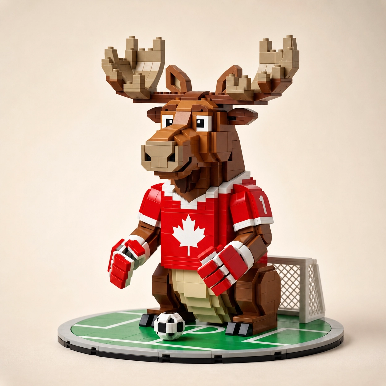 Canada Star Moose Soccer Player Building Blocks