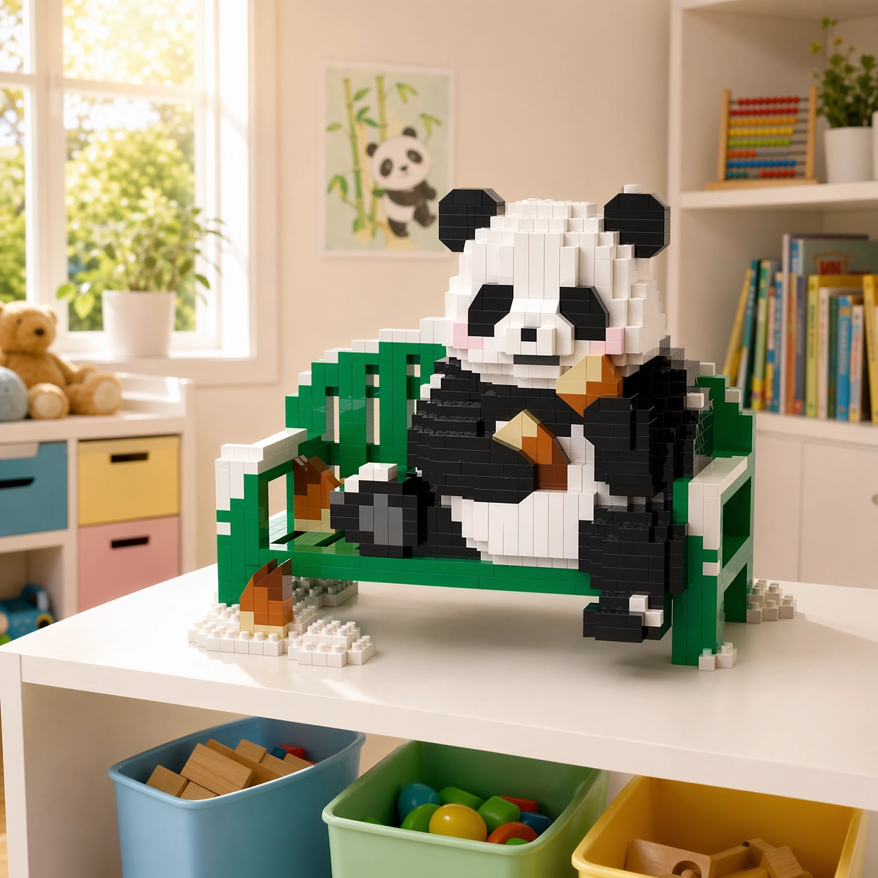 Panda Park Bench Building Block Set 