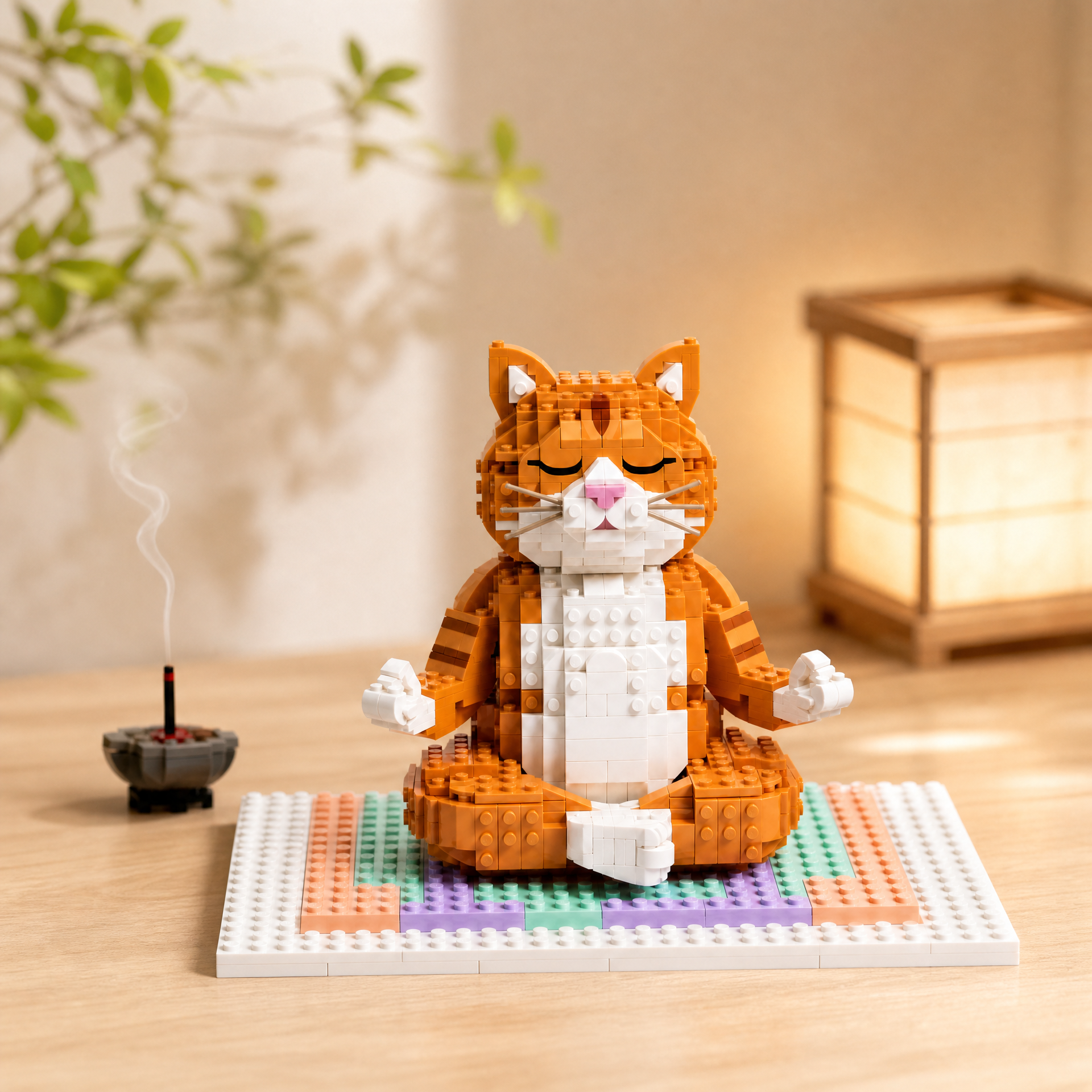 Zen Cat Garden: Mindful Moments in Bricks