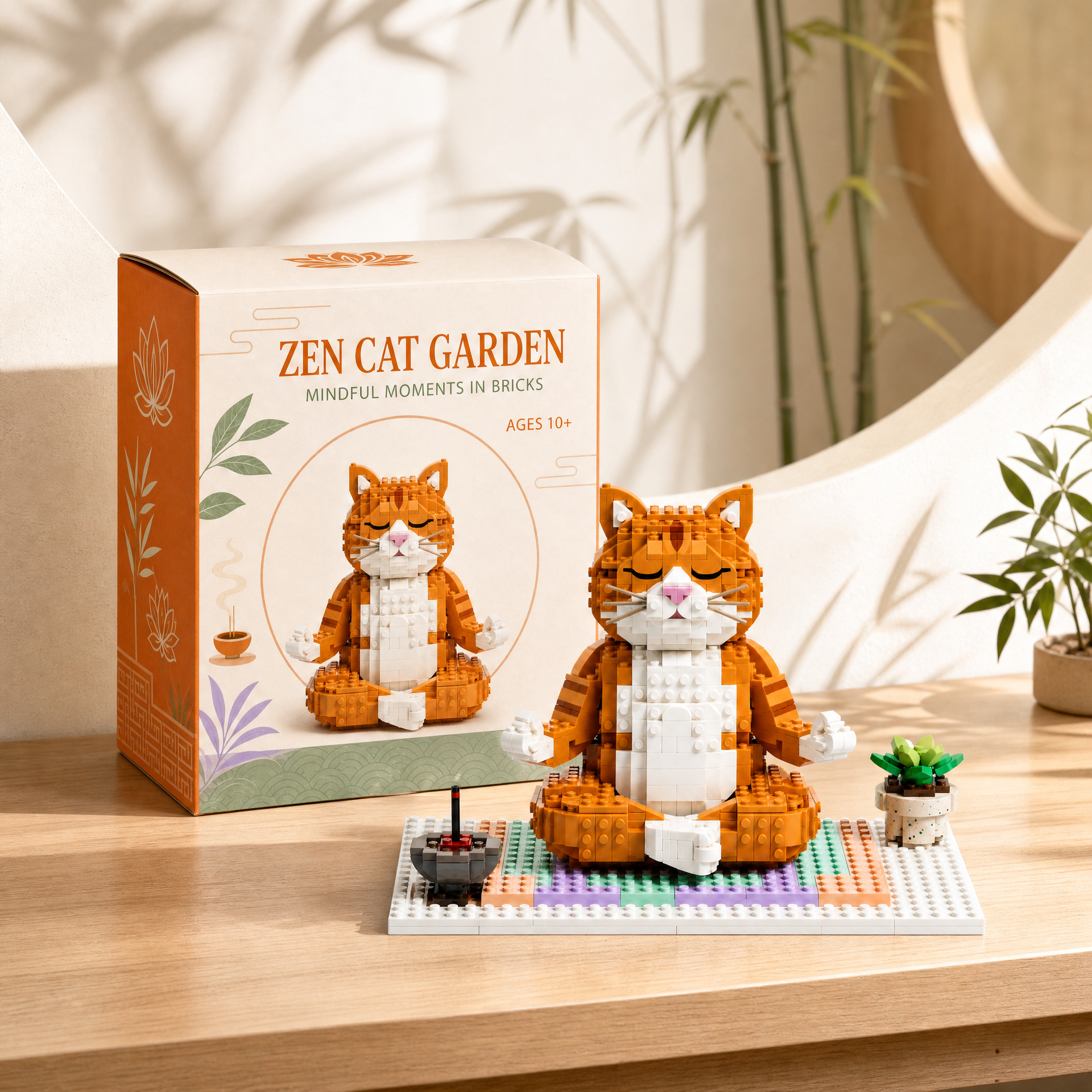 Zen Cat Garden: Mindful Moments in Bricks