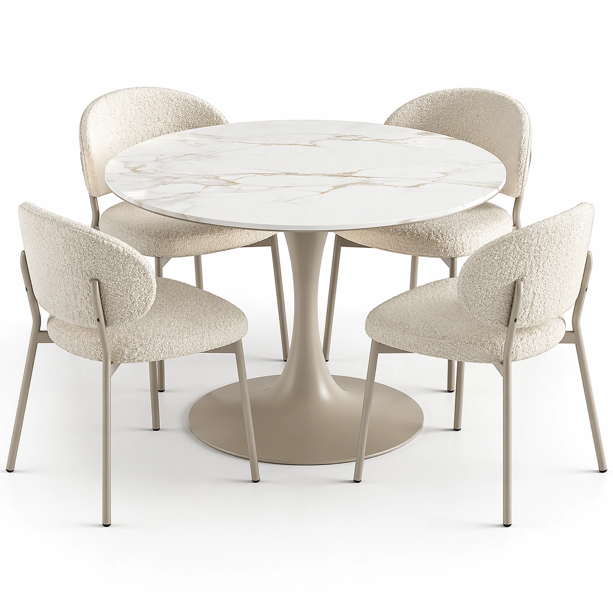 luxverano Esstisch Rund mit 4 Stuehlen Set-Firoven