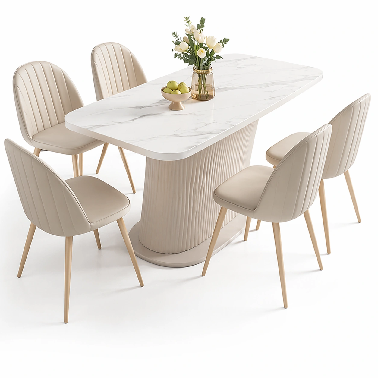 luxverano Esstisch Rechteckig mit 4 Stuehlen Set-Firoven