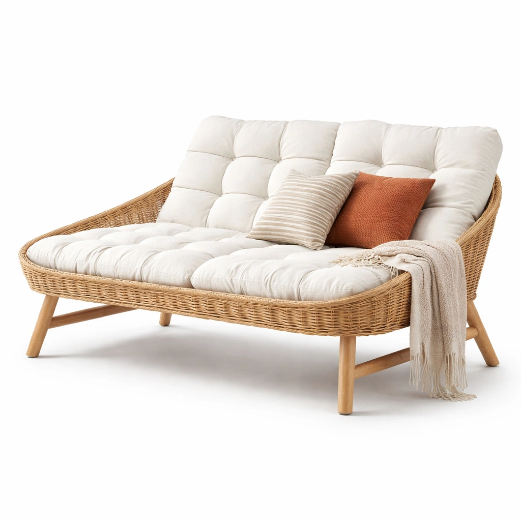 luxverano Sofa Rattan 2 Sitzer mit Polster-Firoven