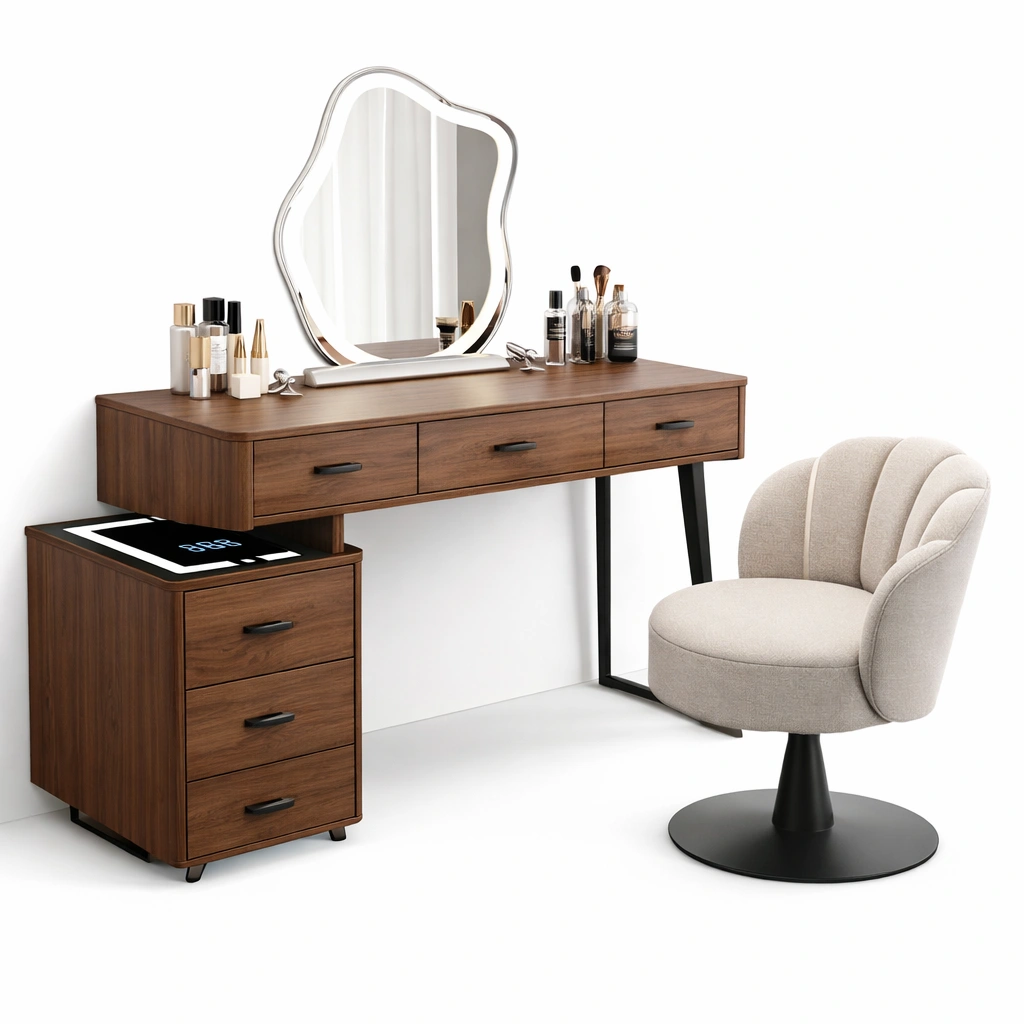 luxverano Schminktisch Holz mit Spiegel und Schubladen-Firoven